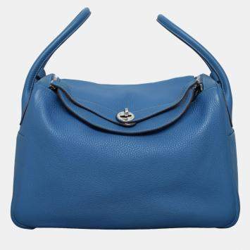 Hermes Lindy 34 Blue Clemence Leather  Bag