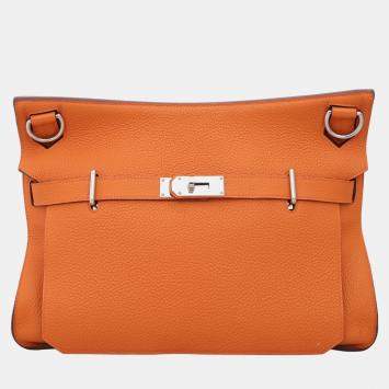 Hermes Jypsiere 34 Orange Clemence Leather Bag