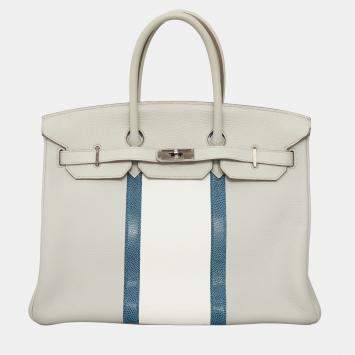 Hermes Birkin 35 Club Gris Perle Lizard Leather Bag