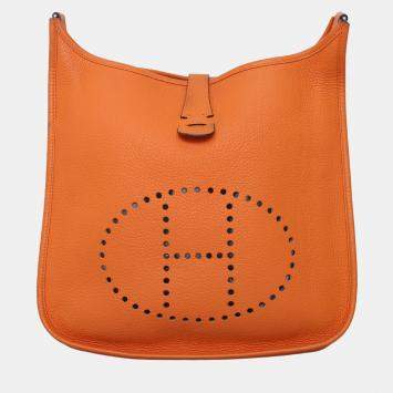 Hermes Evelyne GM Orange Leather Bag