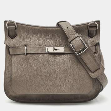 Hermes Etain Taurillon Clemence Leather Palladium Finish Jypsiere 28 Bag