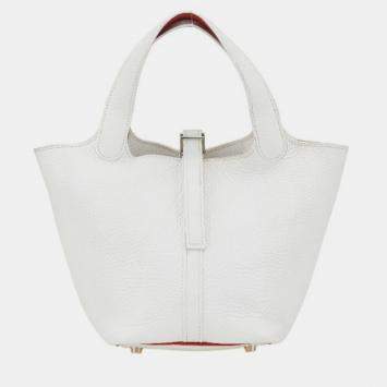 Hermes Picotin PM White Red Togo Bag 