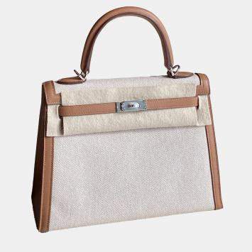 Hermes Kelly 25 Gold Toile Canvas