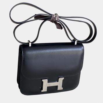 Hermes Constance 19 Black Box Leather Bag