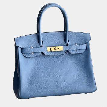 Hermes Birkin 30 Bright Blue Gold Hardware Epsom