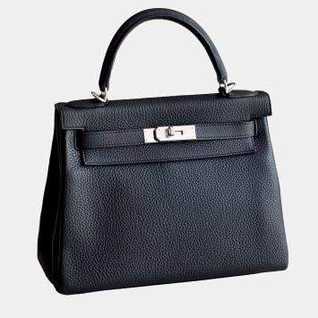 Hermes Kelly 28 Black Togo Palladium Hardware