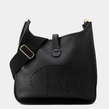 Hermes Evelyne 3 GM Black Taurillon Clemence Bag