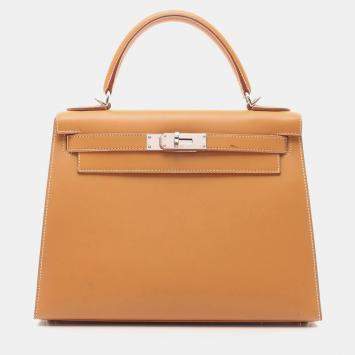 Hermes Kelly 28 Natural Sable Chamonix Leather Shoulder Bag