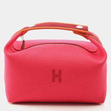 Hermes Bride-A-Brac GM Hibiscus Canvas Pouch Handbag 