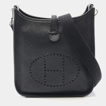 Pre Owned Hermes Evelyne TPM 16 Black Taurillon Clemence Leather Shoulder Bag