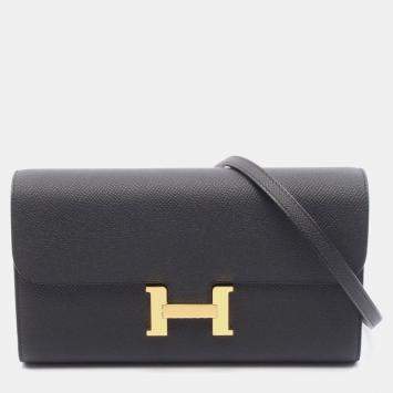 Hermes Constance Long To Go Black Epsom Leather Shoulder Bag