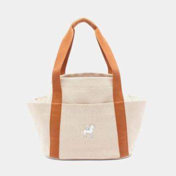 Hermes Cabriole Mother's Beige Brown H Canvas Toile Bag 