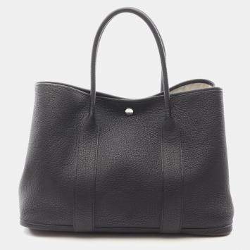 Hermes Garden Party PM  Black Y Negonda Leather Bag 