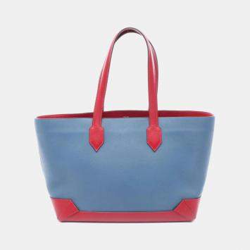 Hermes Maxi Box Canbas 36 Blue Red Evercolor Epsom Leather Bag 