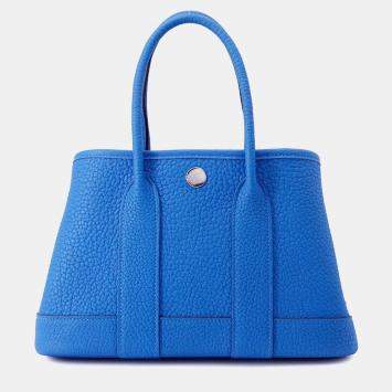 Hermes Garden Party 23 Blue Hydra Negonda Leather Tote Bag