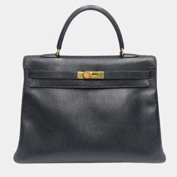 Pre Owned Hermes Kelly 1992 Vintage Black Taurillon Clemence 35