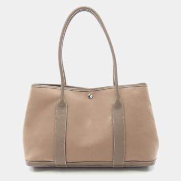 Pre Owned Hermes Garden Party PM Etoupe Officier Canvas Negonda Tote Bag