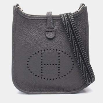 Hermes Evelyne TPM Gray Ardoise Taurillon Clemence Shoulder Bag