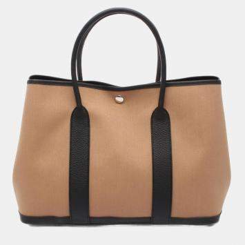 Hermes Garden Party PM Brown Black Toile Military Negonda Tote Bag