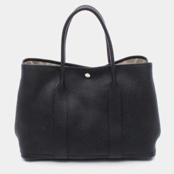 Hermes Garden Party PM Black Negonda Leather Tote Bag