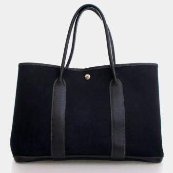 Hermes Garden Party 36 Black Toile Canvas Tote Bag