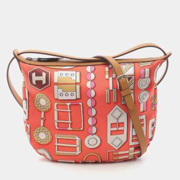 Pre Owned Hermes Sursoie PM Orange Silk Swift Leather Shoulder Bag