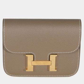 Pre Owned Hermes Epsom Constance Slim Wallet GHW