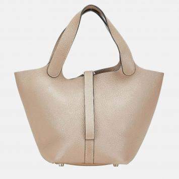 Hermes Picotin PM Etoupe Grey Taurillon Clemence Handbag