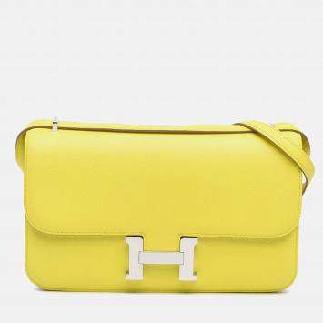 Hermes Constance Elan 25 Soufre Epsom Leather Shoulder Bag