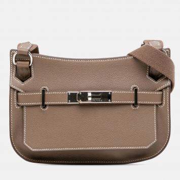Hermes Jypsiere Mini Etoupe Evercolor Leather Crossbody Bag