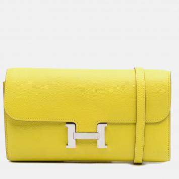 Hermes Constance Wallet To Go Evercolor Leather Clutch Bag