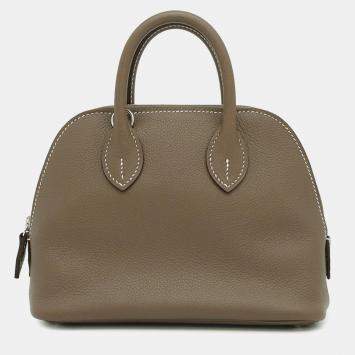 Pre Owned Hermes Bolide 1923 Verso Mini Etoupe/Rouge Tomate Evercolor Satchel Bag