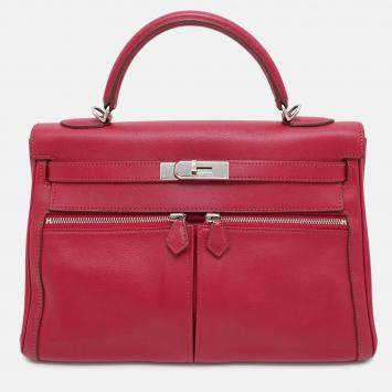 Pre Owned Hermes Kelly 32 Ruby Swift Leather Handbag