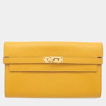 Hermes Kelly Jaune Ambre Epsom Long Wallet