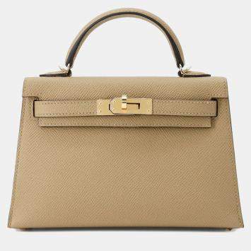 Pre Owned Hermes Mini Kelly II Poussiere Leather Epsom Handbag