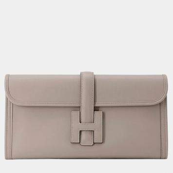 Hermes Jige 29 Gris Asphalte Swift Leather Clutch