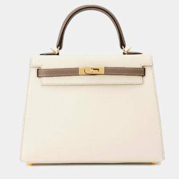 Hermes Kelly Sellier Spo 25 Craie/Etoupe Epsom Handbag