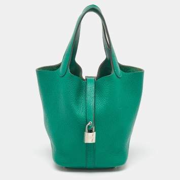 Hermes Menthe Clemence Leather Picotin Lock 18 Bag