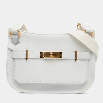 Pre Owned Hermes Mini Jypsiere White Evercolor Leather Crossbody Bag