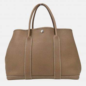 Pre Owned Hermes Garden Party 36 PM Etoupe Gray Negonda Tote Handbag