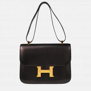 Hermes Black Box Calf Constance 23 Shoulder Bag