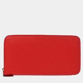 Hermes Rouge Garance Taurillon Clemence Asap Long Wallet