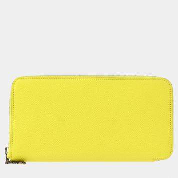 Hermes Lime Epsom Azap Silk In Long Wallet
