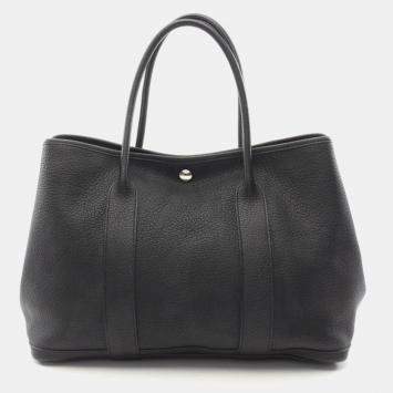 Pre Owned Hermes Garden Party PM Black Leather Bag 