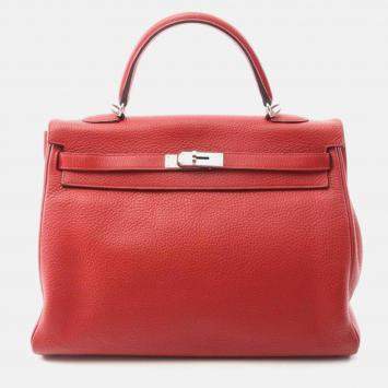 Pre Owned Hermes Kelly 35 Vermillion Red Togo Leather Handbag