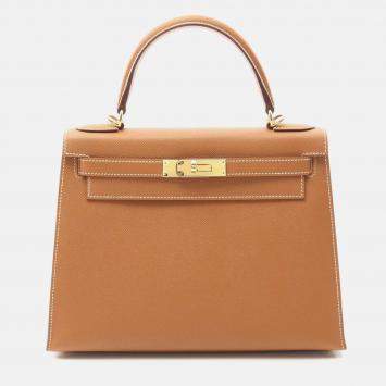 Hermes Kelly 28 Shoulder Handbag Y Epsom Leather Brown Ghw Sellier