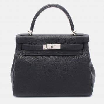 Pre Owned Hermes Kelly 28 Black Togo Leather Handbag