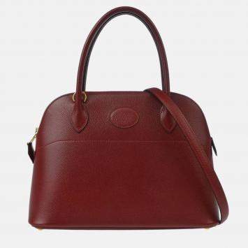 Pre Owned Hermes Bolide 27 Rouge H Courchevel Leather Tote Bag