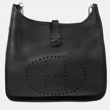 Pre Owned Hermes Evelyne III GM Black Taurillon Clemence Leather Shoulder Bag