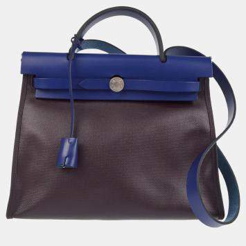 Pre Owned Hermes Navy Herbag Zip 31 PM 2way Handbag